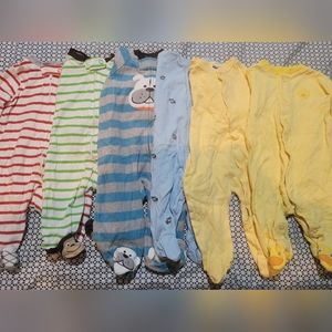 6 Piece Baby Boy 3 Months Long Sleeve Footed Pajamas